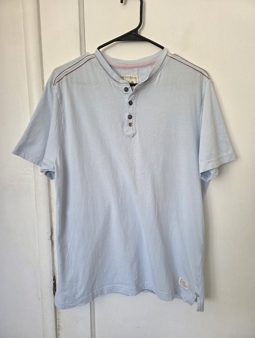 Colours Alexander Julian Light Blue Henley Short Sleeve Shirt Medium